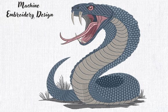 Review: Blue Aggressive Snake Embroidery Design
